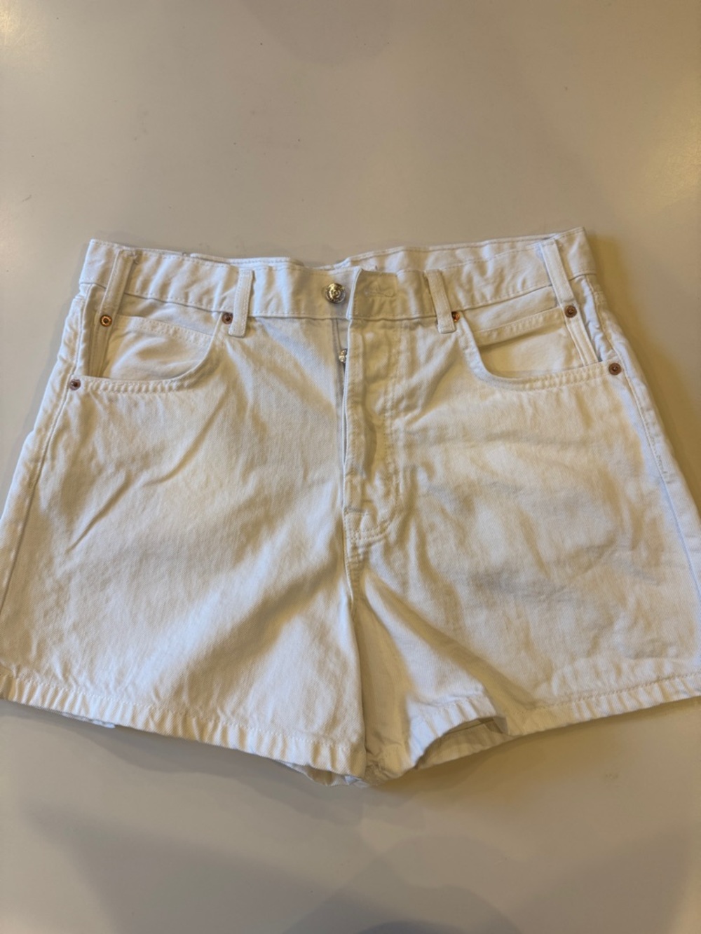 Free People White Denim High-Rise Shorts